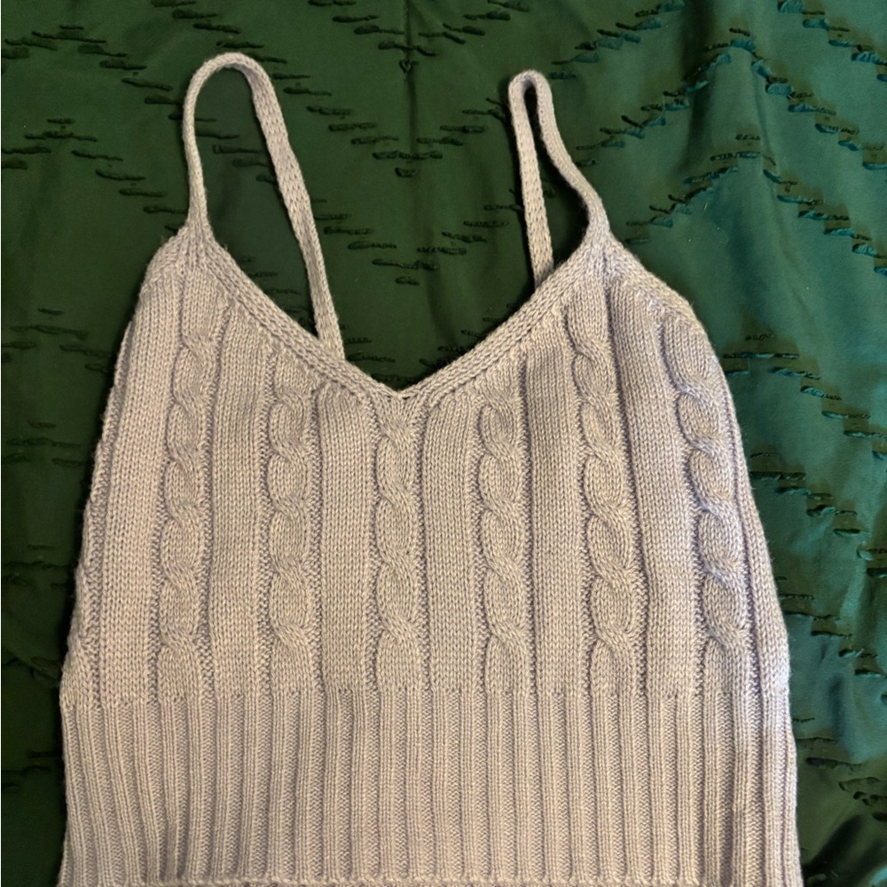 SHEIN Cable Knit Tank Top in Light Gray
